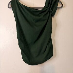 Zara Dark Green One-Shoulder Blouse